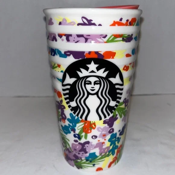 Starbucks | Kitchen | Starbucks 26 Waterfall Floral Band Ceramic Traveler Coffee  Cup 10 Oz Wlid | Poshmark